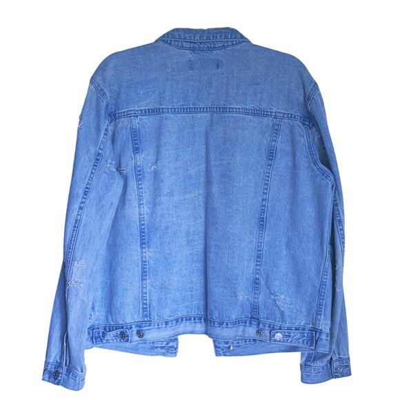 PacSun Men’s Vintage Blue Jean Denim Jacket Custom Pins L Streetwear Skater Fall - Picture 2 of 10